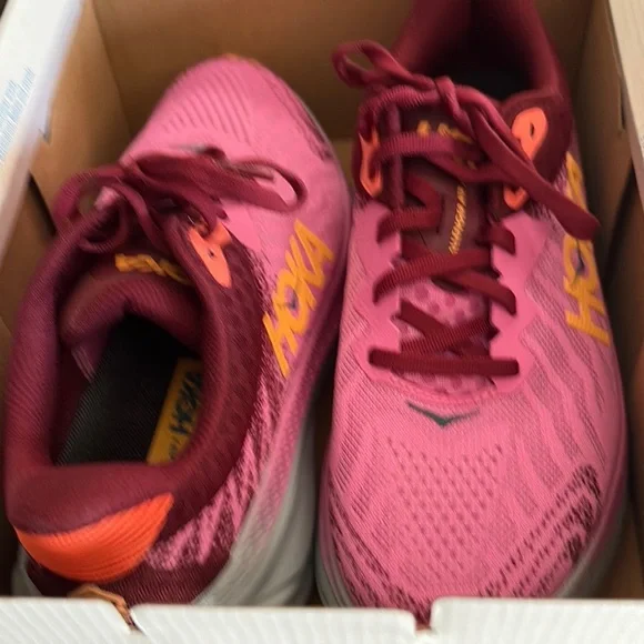 Hoka Women's Pink and Maroon Athletic Shoes - Picture 2 of 6